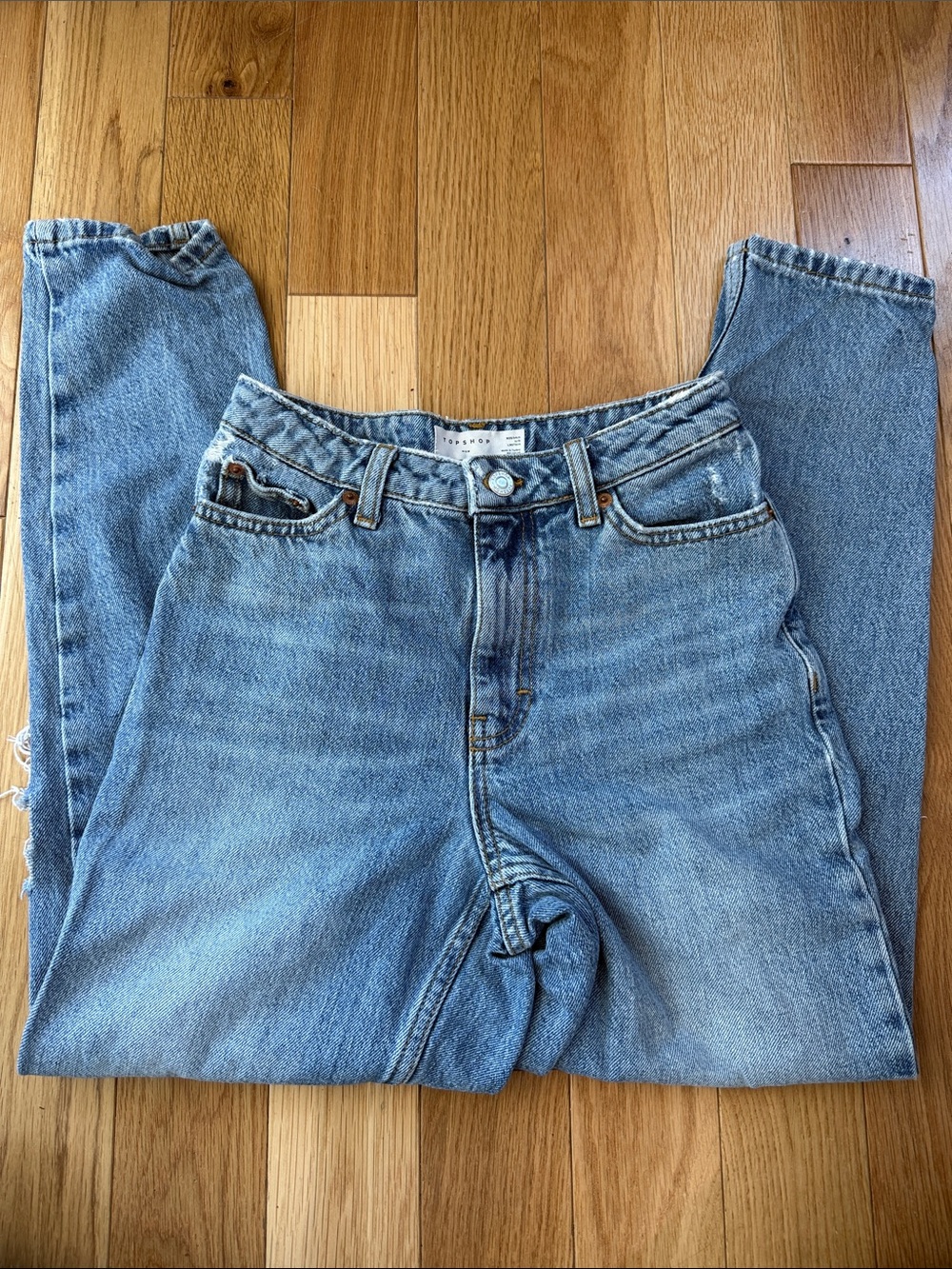 Topshop Distressed Mom Fit Jeans